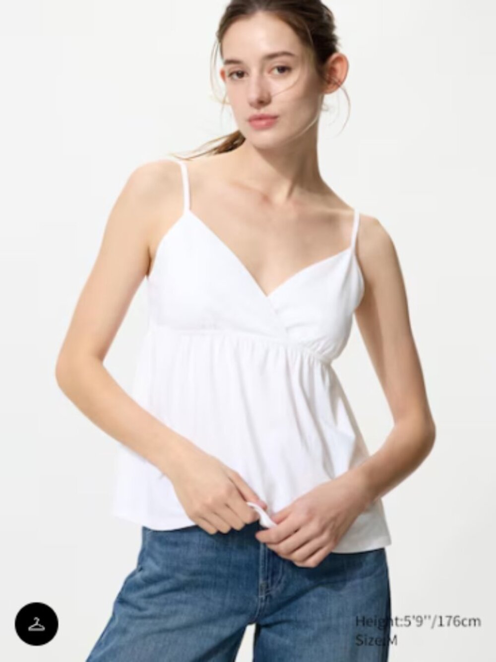 UNIQLO White Babydoll Cami Tank Top XS NWT Soft Jersey